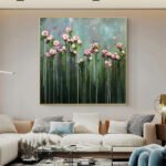 Flower and tree oil painting wall mural, hand-painted abstract artwork FP#005