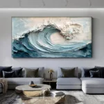 Ocean-themed oil painting wall decoration, hand-painted abstract artwork OP#004 - Image 7
