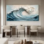 Ocean-themed oil painting wall decoration, hand-painted abstract artwork OP#004