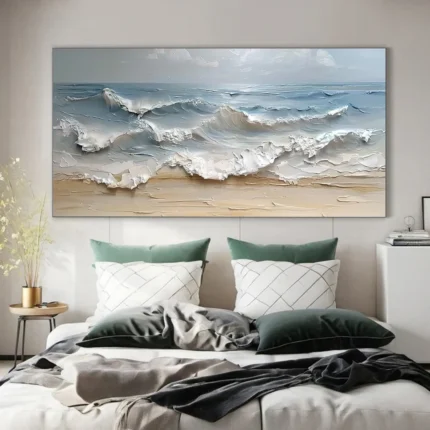 Ocean-themed oil painting wall decoration, hand-painted abstract artwork OP#002