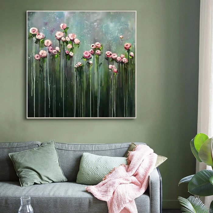 Flower and tree oil painting wall mural, hand-painted abstract artwork FP#005 - Image 2