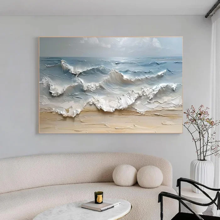 Ocean-themed oil painting wall decoration, hand-painted abstract artwork OP#002 - Image 7