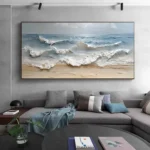 Ocean-themed oil painting wall decoration, hand-painted abstract artwork OP#002 - Image 5