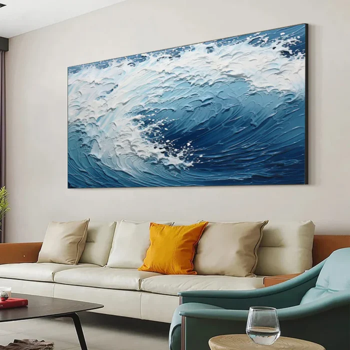 Ocean-themed oil painting wall decoration, hand-painted abstract artwork OP#001 - Image 3