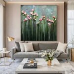 Flower and tree oil painting wall mural, hand-painted abstract artwork FP#005 - Image 4