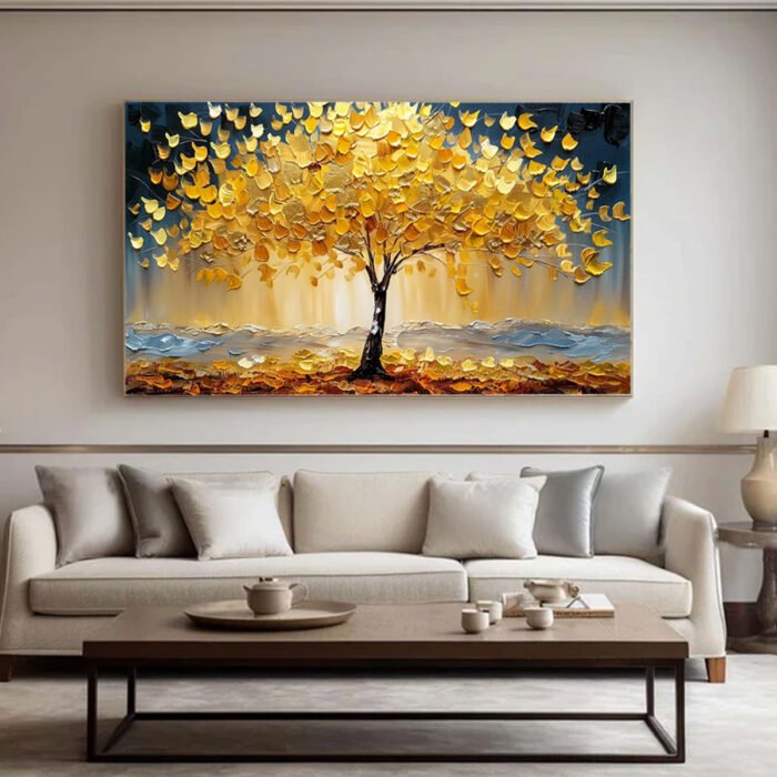 Flower and tree oil painting wall mural, hand-painted abstract artwork FP#001 - Image 3