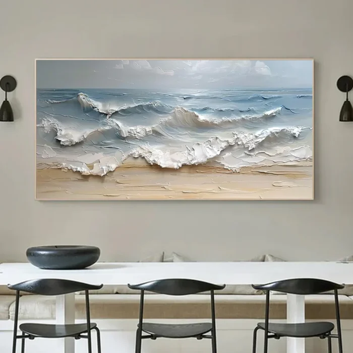 Ocean-themed oil painting wall decoration, hand-painted abstract artwork OP#002 - Image 9