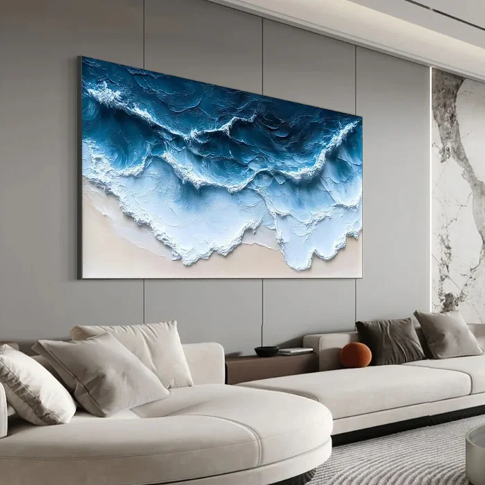 Ocean-themed oil painting wall decoration, hand-painted abstract artwork OP#003 - Image 3