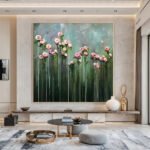 Flower and tree oil painting wall mural, hand-painted abstract artwork FP#005 - Image 5