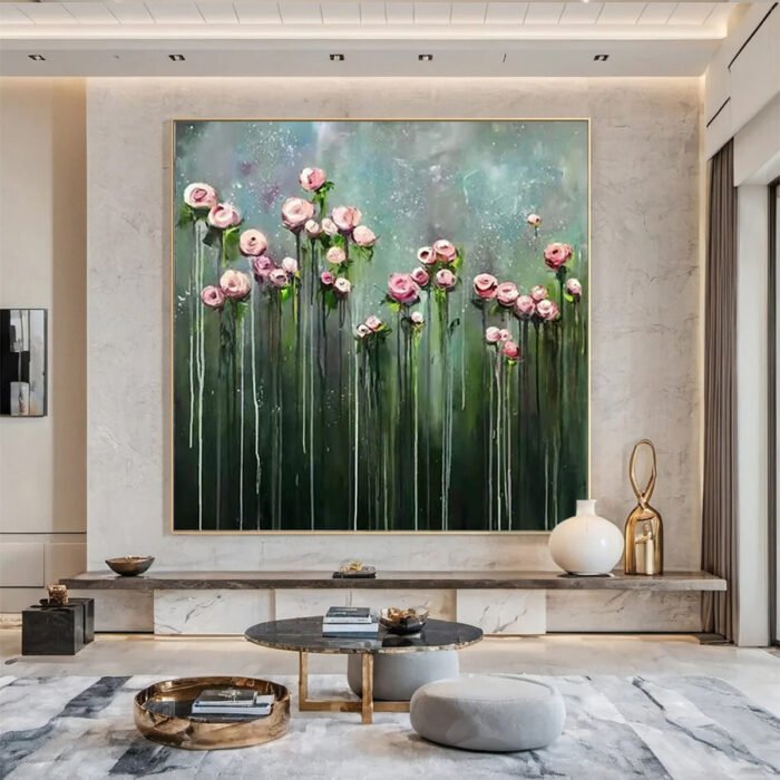 Flower and tree oil painting wall mural, hand-painted abstract artwork FP#005 - Image 5