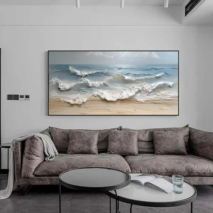 Ocean-themed oil painting wall decoration, hand-painted abstract artwork OP#002 - Image 6