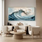 Ocean-themed oil painting wall decoration, hand-painted abstract artwork OP#004 - Image 3