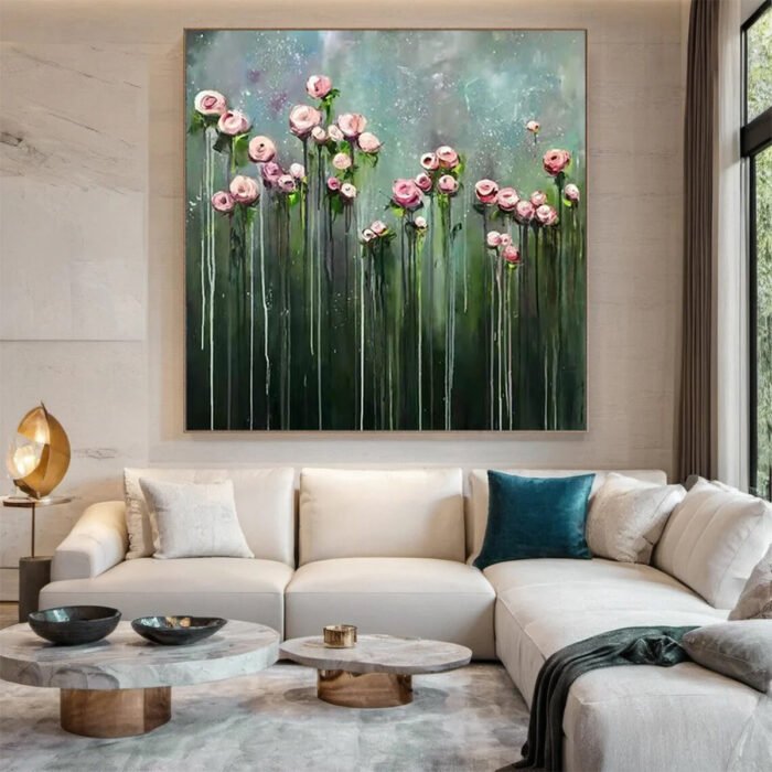 Flower and tree oil painting wall mural, hand-painted abstract artwork FP#005 - Image 6