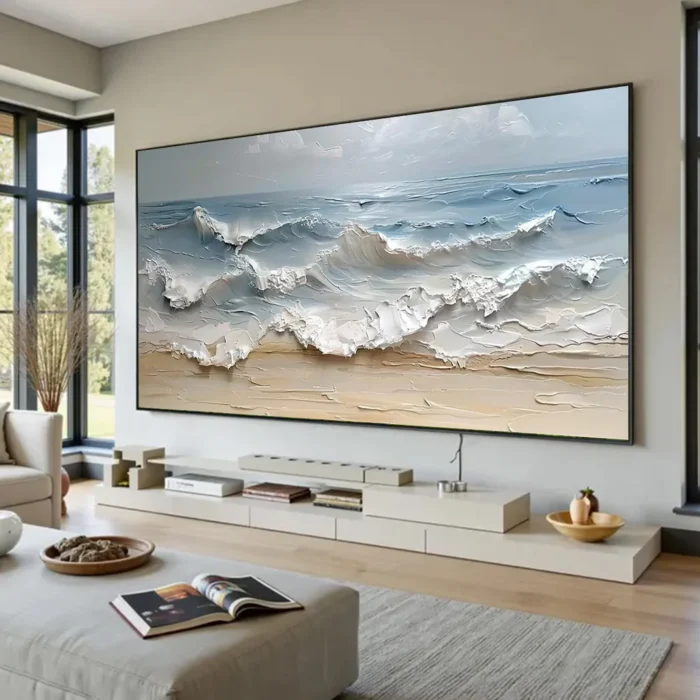 Ocean-themed oil painting wall decoration, hand-painted abstract artwork OP#002 - Image 8
