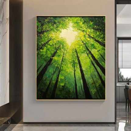 Flower and tree oil painting wall mural, hand-painted abstract artwork FP#004