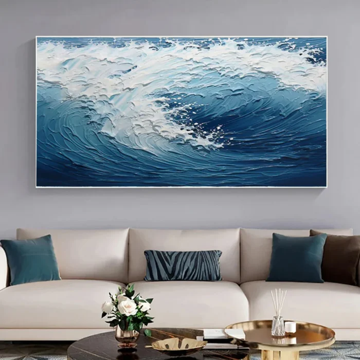 Ocean-themed oil painting wall decoration, hand-painted abstract artwork OP#001 - Image 7