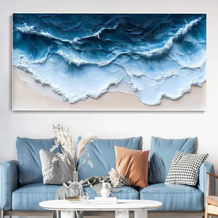 Ocean-themed oil painting wall decoration, hand-painted abstract artwork OP#003 - Image 7
