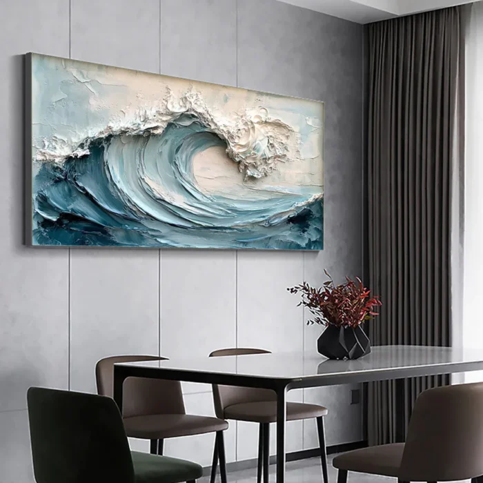 Ocean-themed oil painting wall decoration, hand-painted abstract artwork OP#004 - Image 5