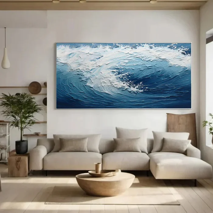 Ocean-themed oil painting wall decoration, hand-painted abstract artwork OP#001 - Image 8