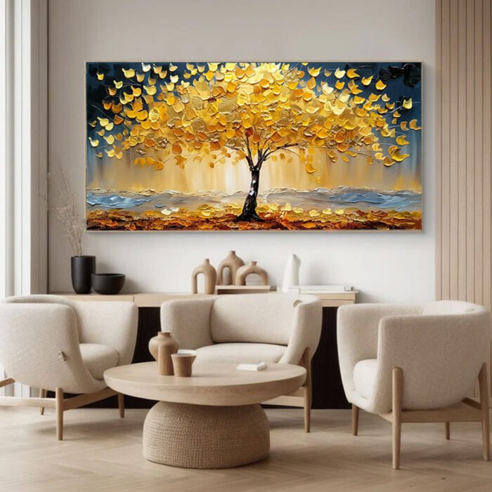 Flower and tree oil painting wall mural, hand-painted abstract artwork FP#001 - Image 6