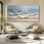 Ocean-themed oil painting wall decoration, hand-painted abstract artwork OP#002 - Image 3
