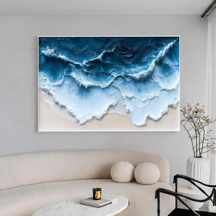 Ocean-themed oil painting wall decoration, hand-painted abstract artwork OP#003 - Image 9