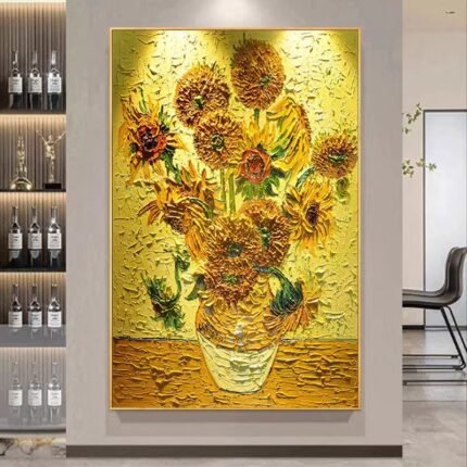 Flower and tree oil painting wall mural, hand-painted abstract artwork FP#003