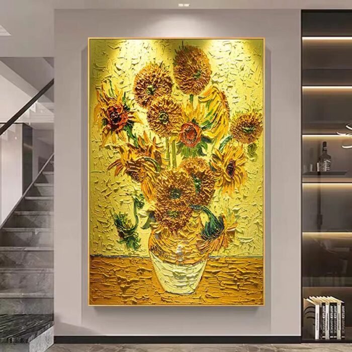 Flower and tree oil painting wall mural, hand-painted abstract artwork FP#003 - Image 3